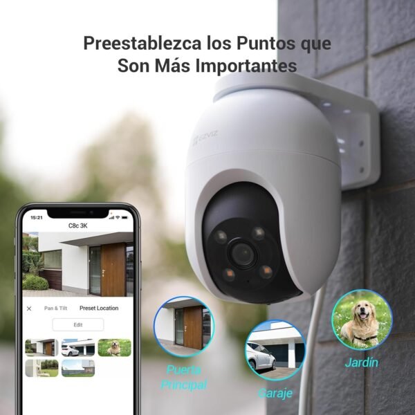 Cámara EZVIZ H8C PRO 3k exterior Panorámica WiFi con Sirena y Visión Nocturna a Color (5MPX) - Imagen 3