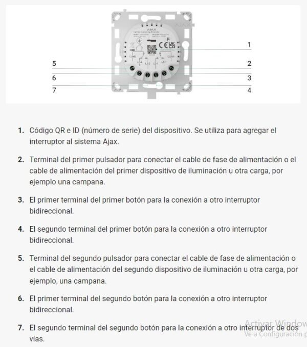 AJAX LIGHTCORE 2G/2W Relé para Interruptor de Luz Doble Conmutable - Imagen 2