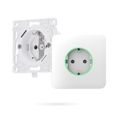 Enchufe OutletSmart Ajax inteligente empotrable en pared Tipo F con Monitor de Consumo