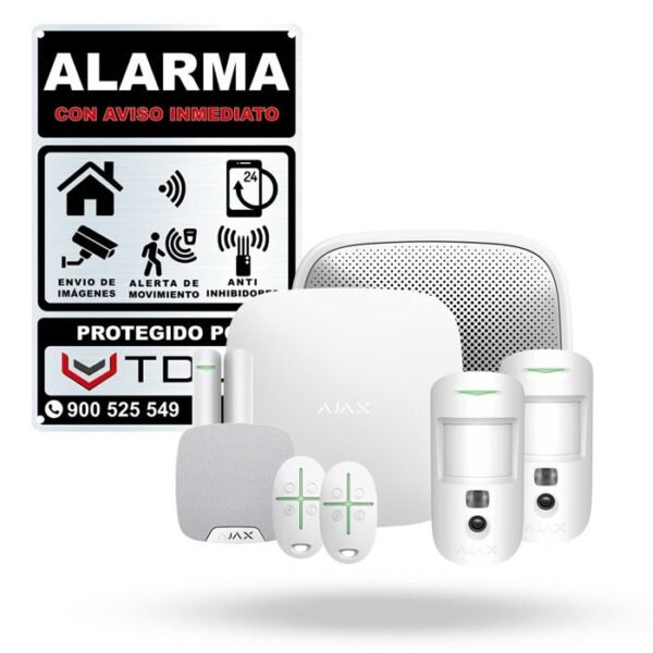 Kit Ajax KATYA blanco. Hub2 con 2 motioncam 1 streetsiren 1 homesiren 2 spacecontrol 1 doorprotect.