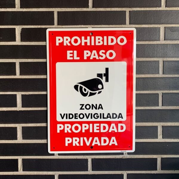 Placa disuasoria Zona Videovigilada Gran Formato relieve - Imagen 8