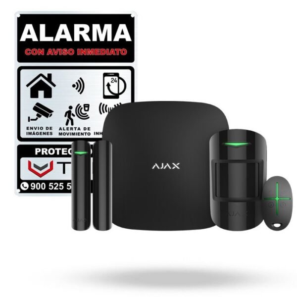 Kit Ajax Starter negro. Hub2 con 1 motionprotect 1 doorprotect 1 spacecontrol.
