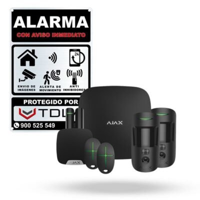 Kit Ajax OLENKA negro. Hub2 con 2 motioncam 1 homesiren 2 spacecontrol 1 doorprotect.
