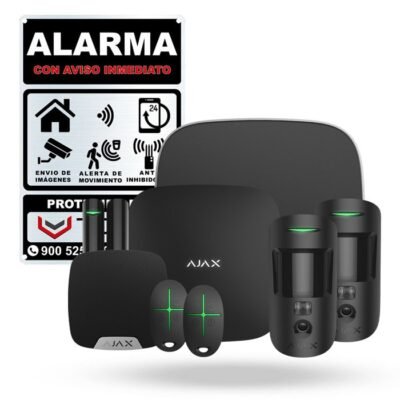 Kit alarma Ajax KATYA negro. Hub2 con 2 motioncam 1 streetsiren 1 homesiren 2 spacecontrol 1 doorprotect.