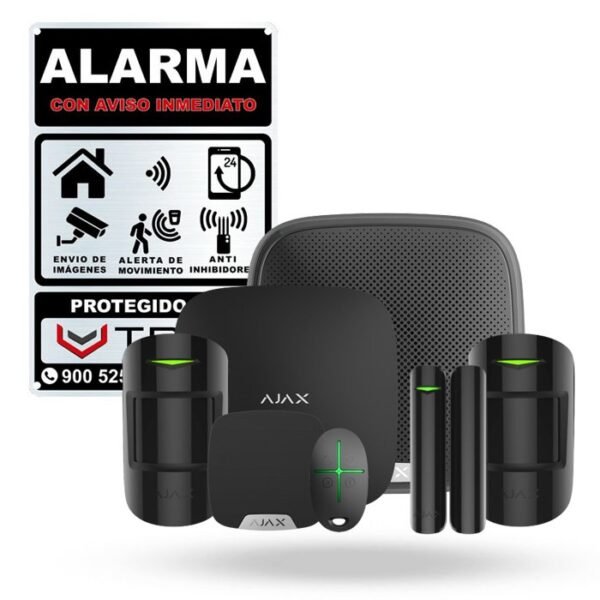 Kit Ajax EDIK negro. Hub2 con 2 motionprotect 1 streetsiren  1 homesiren 1 doorprotect 1 spacecontrol.