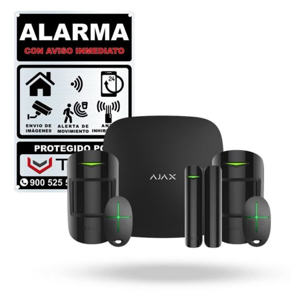 Kit Ajax ALEK negro. Hub2 con 2 motionprotect 1 doorprotect 2 spacecontrol