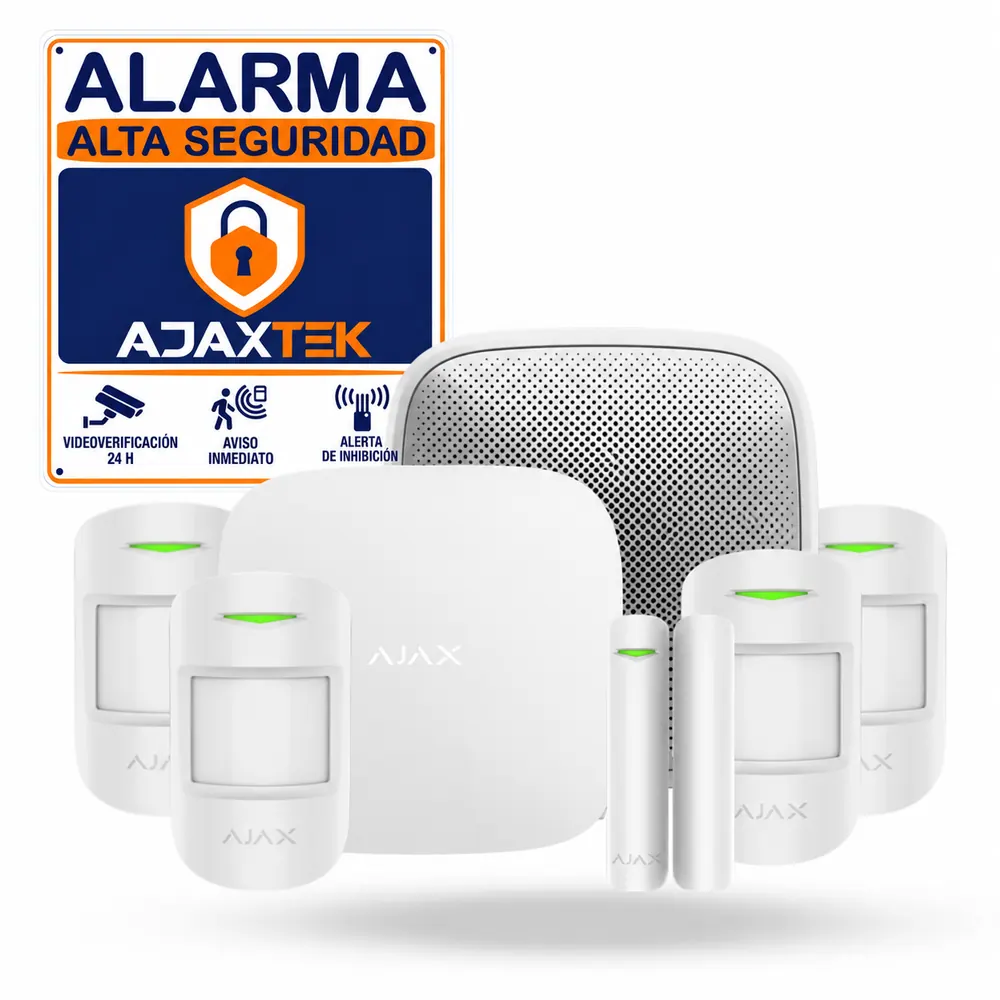 Kit Ajax SLAVIK blanco. Hub2 con 4 motionprotect 1 streetsiren 1 doorprotect.
