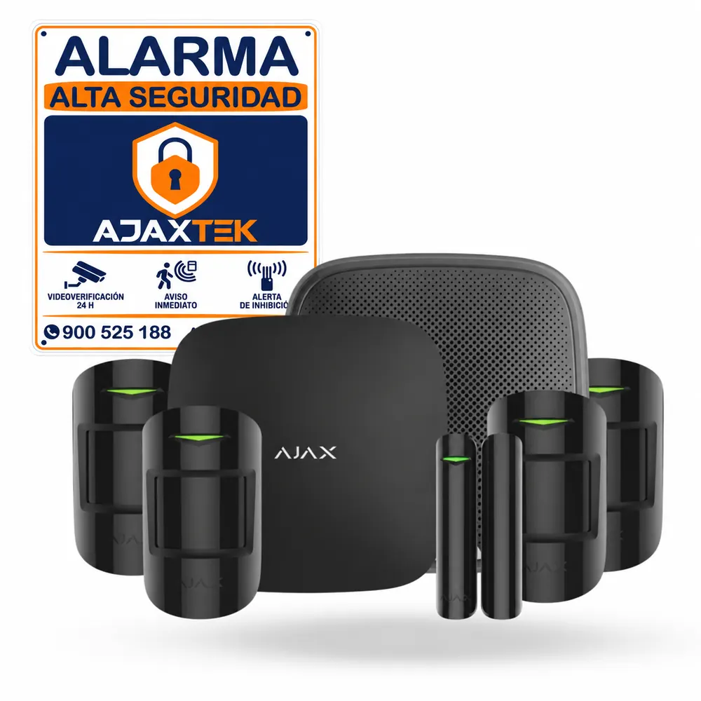 Kit Ajax SLAVIK negro. Hub2 con 4 motionprotect 1 streetsiren 1 doorprotect.