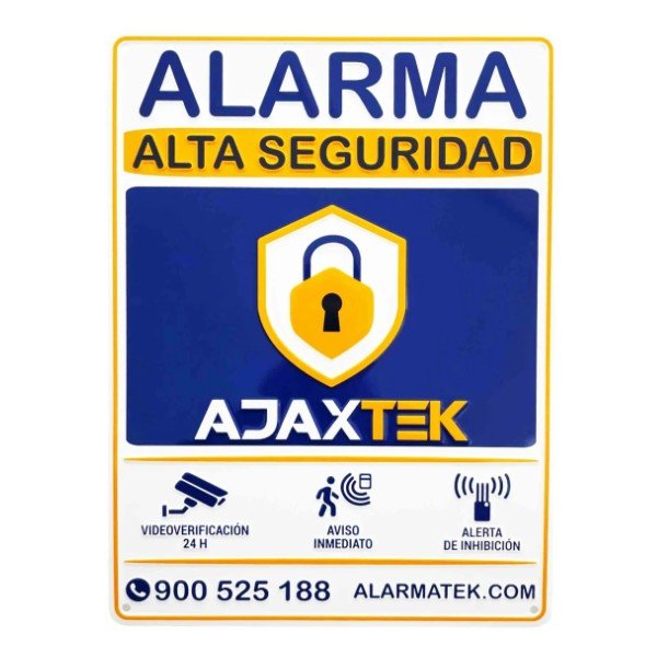Cartel disuasorio de alarma AjaxTek 28 x 21 cm