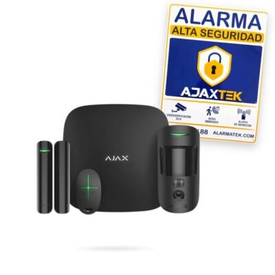 Kit de alarma antiocupas Ajax StarterKit Cam negro sin internet, con doble SIM y verificación por foto: Hub 2, MotionCam, DoorProtect y SpaceControl