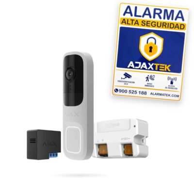 Kit videoportero Ajax con apertura remota desde el móvil: Doorbell 2K, Relay y fuente de alimentación 12 V